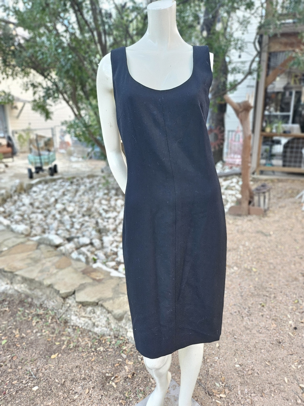 Gianfranco Ferré Italy Black Scoop-Neck Midi Dress M